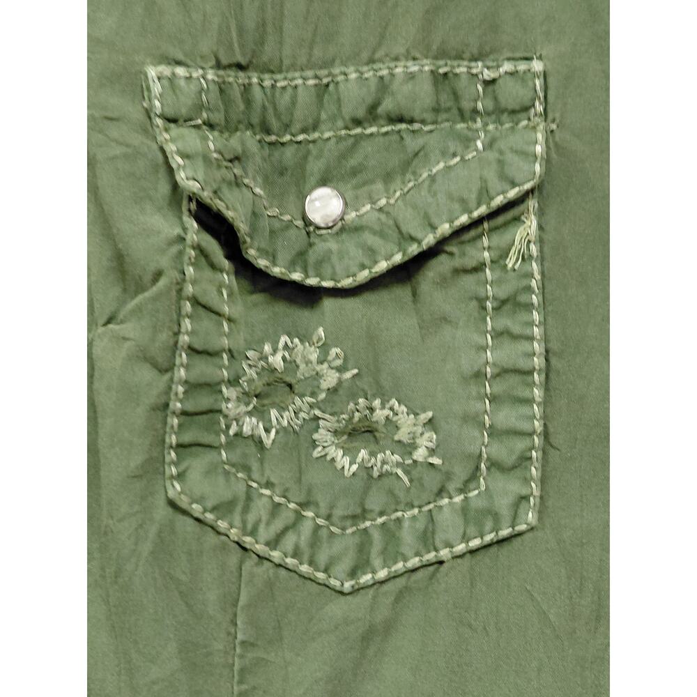 ARIAT WMS Maya Snap Cotton Shirt Green Solid Long Sleeve Women Size M - Picture 3 of 11